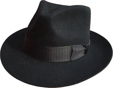 Classic Black Mens Wool Felt Godfather Gangster Mobster Gentleman Fedora 7 5/8