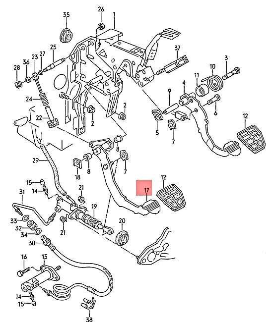 Genuine Volkswagen Clutch Pedal LHD NOS Corrado Jetta Passat ヘアピン5本セット