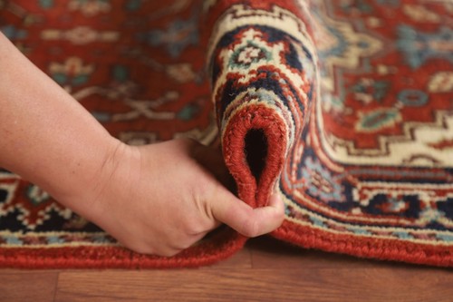 Alfombra de acento anudada a mano india Heriz Serapi 3x6 ft - Imagen 17 de 19