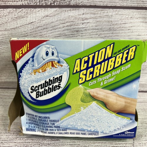 Scrubbing Bubbles Action Scrubber Starter Kit Handle Tub 4 Pads New Open Box - Picture 2 of 10