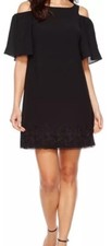 Adriana Papel gauzy crêpe cold shoulder blac...