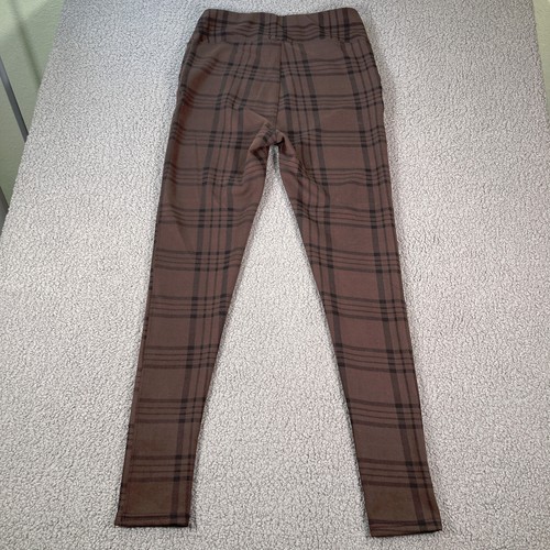 StreetWear Society Leggings Juniors XL Brown Plaid Zipper Pocket Accents - Picture 9 of 10
