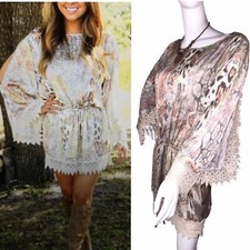 Ark & Co Sz Small Crochet Trim Romantic Dress Lounger Summery Women's