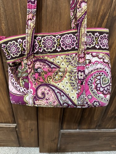 Vera Bradley Very Berry Paisley Zipper Purse Shoulder 2 Handle RETIRED - Picture 4 of 5