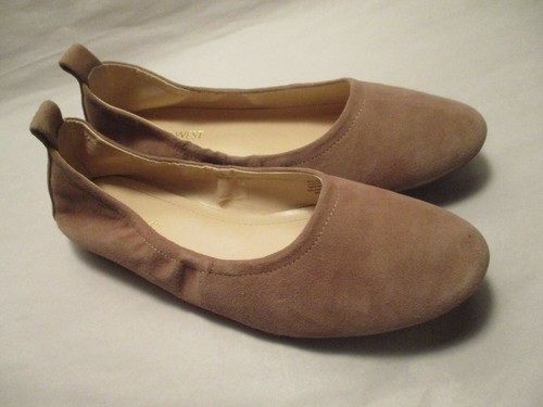 Nine West Garnham Womens 7 1/2M Tan Genuine Suede Slip on Scrunch Ballet Flats - Picture 1 of 7