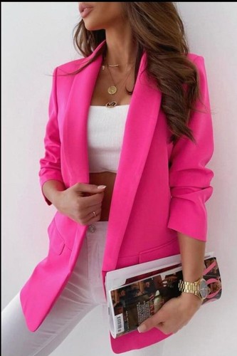 Women's Ruched Sleeve Fully Lined Blazer - Casual/Formal Collared Jacket UK 8-14 - Picture 11 of 16