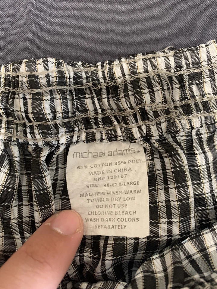 Michael Adams Men's Plaid Underwear Boxer Sz XLarge 40 X 42 Black White Vintage - Image 3 of 4