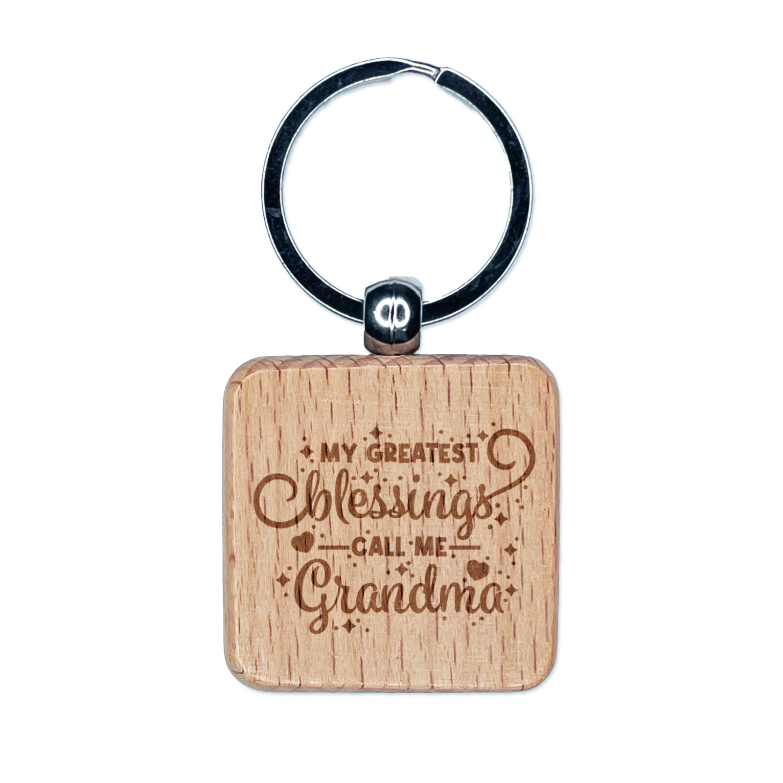 Grandma Engraved Wood Keychain with My Greatest Blessings  