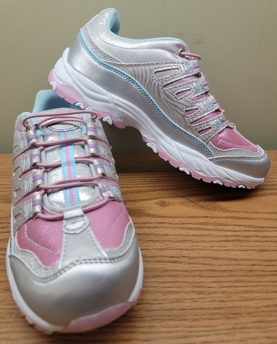Avia Youth Girl Elevate Retro Athletic Sneaker Metallic Shiny Silver Pink Size 6 - Picture 12 of 12