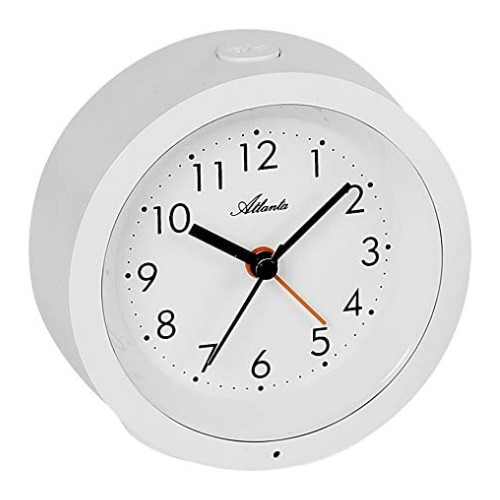 Réveil silencieux Atlanta 1975/0 rond blanc sans tic-tac pour insomniaque