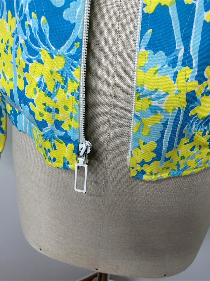 Chaqueta Vintage 1960’s 1970’s The Lilly Pulitzer Cremallera Talla S Azul Amarillo Floral Foto 3 de 4