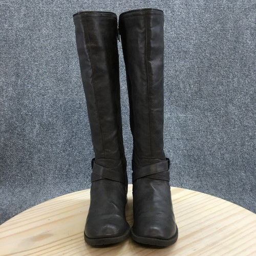 G by Guess Boots Womens 8 M Tall Riding Gray Faux Leather Cuban Heels Side Zip - Picture 4 of 17