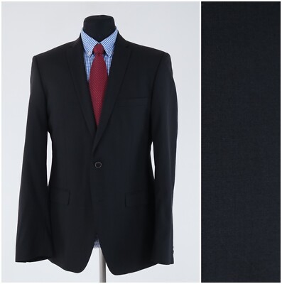 Mens Black Sport Coat 40L US Size ROY ROBSON Wool Blazer Jacket