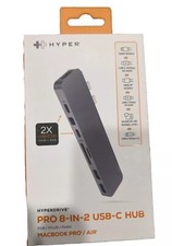 HyperDrive PRO 8-in-2 USB-C Hub Adapter for MacBook Pro Air HDMI Gray New      