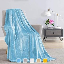 July Home Flannel Fleece Throw Blankets for Couch or Bed 50"x60", Blue