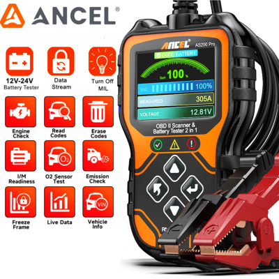 ANCEL AS200 PRO Car OBD2 Scanner Diagnostic Code Reader 12V Battery Tester Load