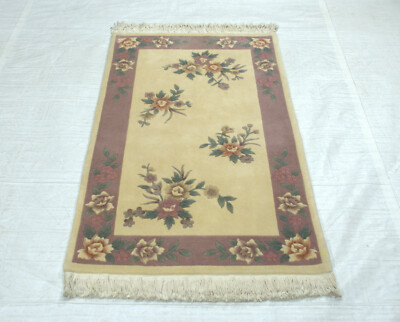 RRA 3x5 Chinese 120-Line Floral Design Ivory & Lilac Rug 12430 | eBay
