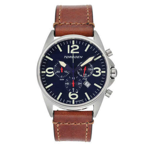 Buy Torgoen T16 Pilot Men's Watch Blue Dial Vintage Leather Strap