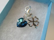 Wedding Gift for The Bride - Something Blue Crystal Heart & Lucky Clover Charm