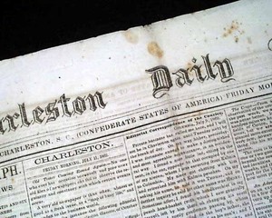 Confederate-States-of-America-CHARLESTON-South-Carolina-Civil-War-1862-Newspaper
