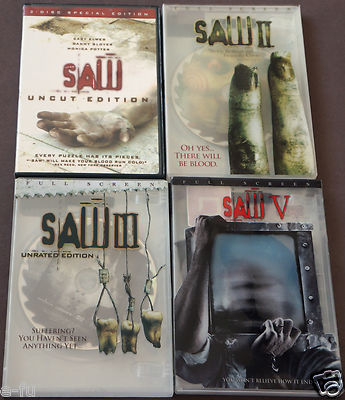 SAW I II III V Four (4) Movie DVD Lot As seen in The pictures provided VG Shape