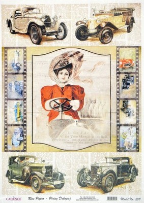 Cadence A4 Reispapier Oldtimer Oldtimer Auto Decoupage Papier Modell Nr 2