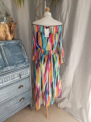 Gorgeous Julien Macdonald Dress Size 16 Rainbow Classic Wedding Ascot Cruise - Picture 3 of 6