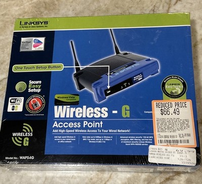 NEW Linksys Wireless-G Wi-Fi Access Point WAP54G 2.4GHz 802.11g 54Mbps SEALED