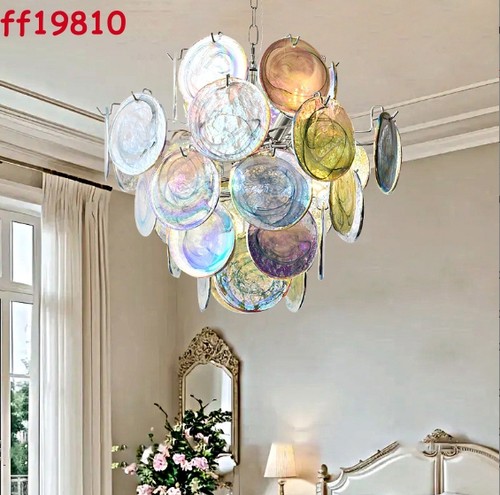 Italian Designer Chandelier Colorful Glass Shade Dining Room Hanging Light Suspe - Picture 3 of 47