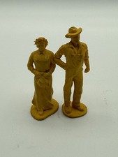 Vintage Farm Couple Toys Made In USA MID-CENTURY PLASTIC FARMER & Wife