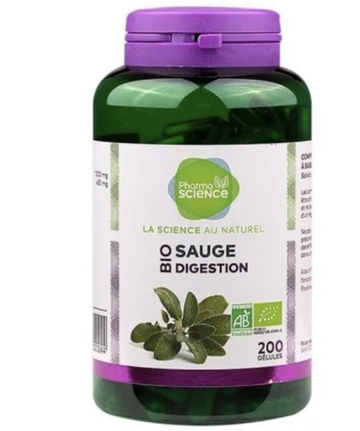 Sauge BIO Pharmascience compléments pour votre équilibre digestif quotidien en 200 gélules