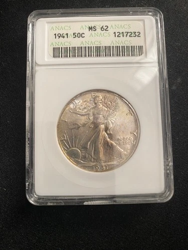 1941 Walking Liberty Half Dollar 50c Coin ANACS MS 62