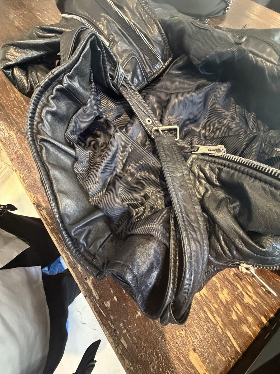 ジャケット・アウター Balenciaga Paris Moto Leather Jacket Balenciaga Black Leather Painted Logo Moto Jacket Size 48 FR