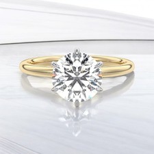 Diamond Ring 14k Multi Tone Gold 2 Carat Round IGI Lab Grown E F  VVS2