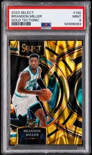 2023-24 Panini Select Premier Level Brandon Miller Gold Tectonic Prizm /10 PSA 9