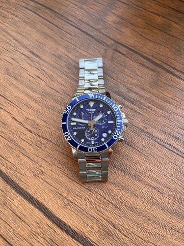 Tissot Seastar 1000 chrono blue dial 45mm all stainless steel pre owned