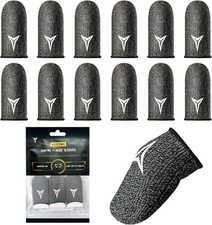 12 Pack Gaming Finger Sleeves for Mobile Gaming, 0.3mm Silver Fiber, Smooth Oper