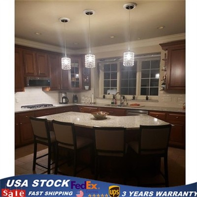 3Pcs Crystal Hanging Light LivingRoom Bedroom Ceiling Light Pendant Lamp Fixture