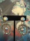 Vintage Signed Miriam Haskell Baroque & Crystal  Clip-On Earrings 20g Gold-Tone