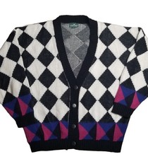 VTG Cabin Creek Knit Sweater Cardigan Granny Mom 90s Retro USA MADE Sz L