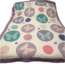 Vintage Handmade Butterfly Appliqu Quilt With Pastel Circles 84 X 62