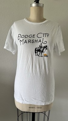 Dodge City Marshal INSP Network T-Shirt White Western Graphic Tee Size Small