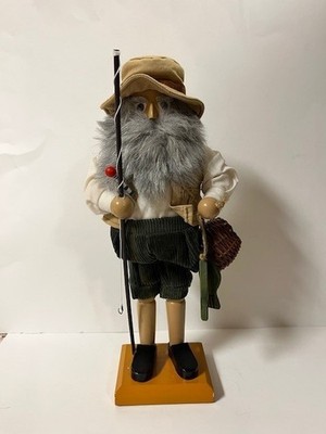 15'' Fisherman Nutcracker with Fishing Pole, Basket, and Fish