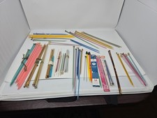 Huge Vintage Knitting Needle Lot 70 Pieces Mixed Metal Plastic Wood
