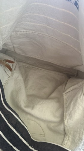 Brandy Melville John Galt Navy Striped Canvas Backpack - Picture 7 of 7