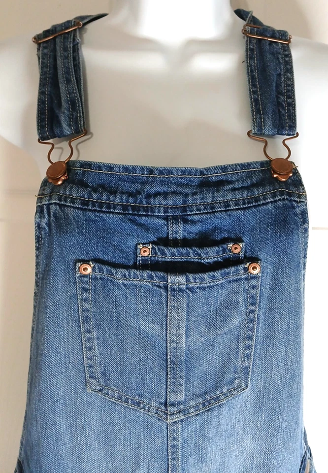 Mono American Rag Pierna Recta Denim Botón Lateral Envejecido Talla 7 Foto 2 de 4