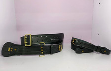 Sam Browne Belt BLACK Genuine Leather Complete British Military Cross Strap Army