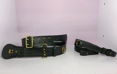 Sam Browne Belt BLACK Genuine Leather Complete British Military Cross Strap Army - Image 1 of 4