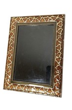 Photo Album With Picture Frame Cover Enamel Animal Print 7.5  X 5 5/8 Brown
