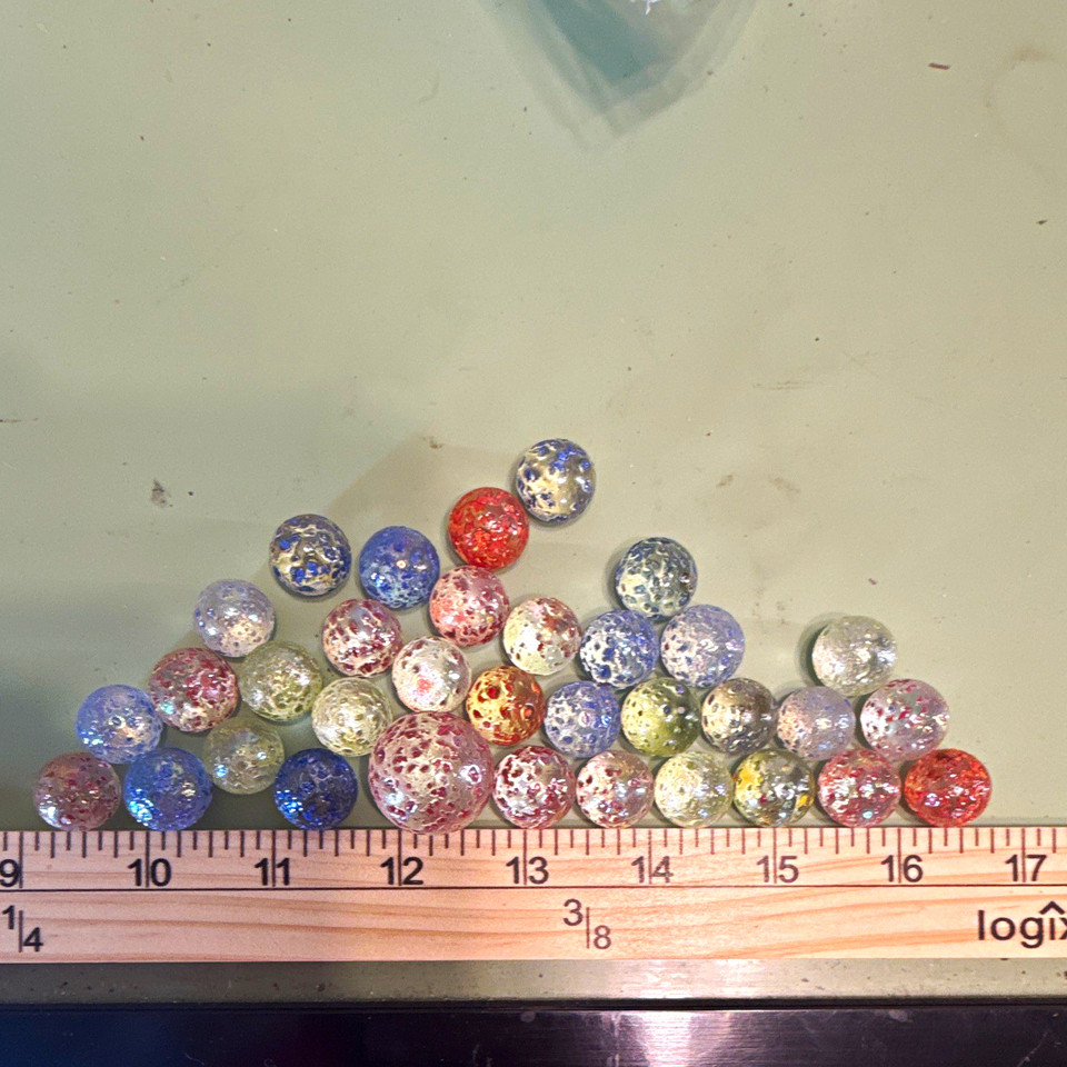 Translucent Glass Textured Assorted Mixed Color vintage Clear Crackle Textured Glass Toy Marbles ...